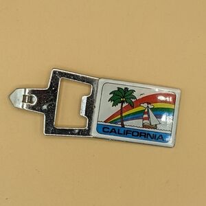 Vintage Souvenir Bottle Opener Sailboat Rainbow Palm tree California Pre-owned